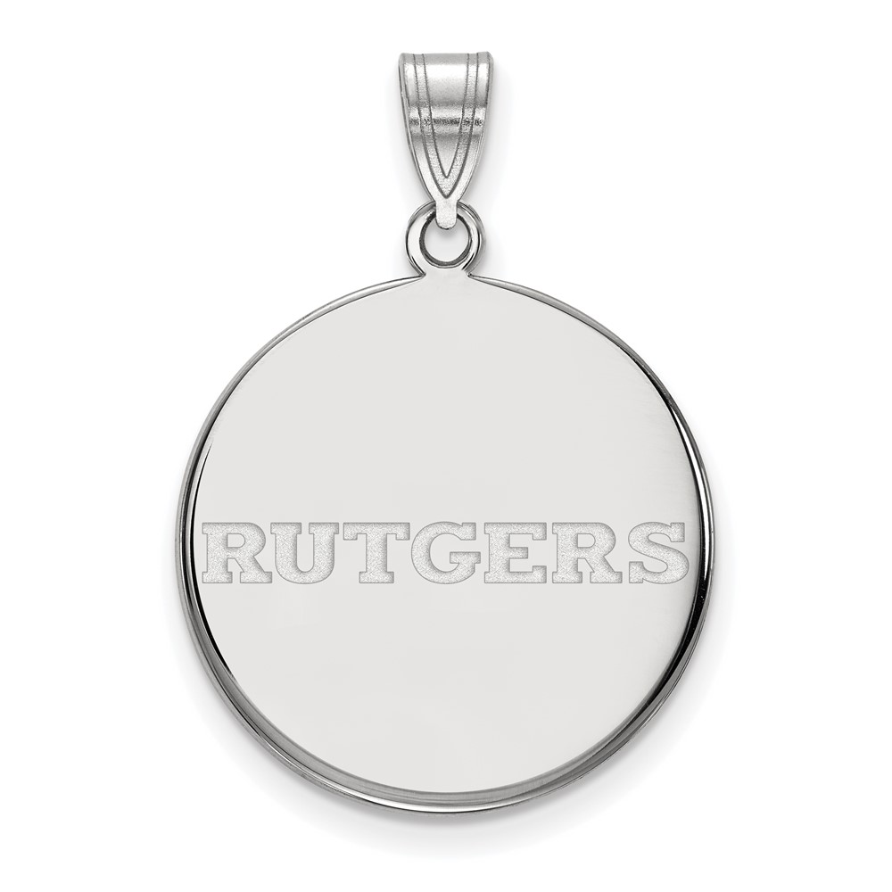 Sterling Silver Rhodium-plated LogoArt Rutgers University Large Disc Pendant