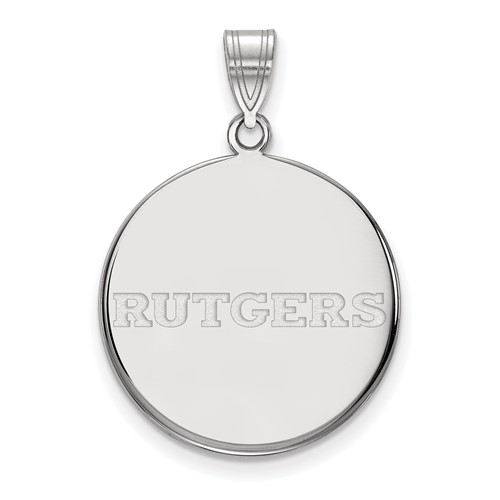 Sterling Silver Rhodium-plated LogoArt Rutgers University Large Disc Pendant