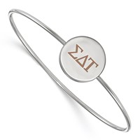 Sterling Silver Rh-plated LogoArt Sigma Delta Tau Enameled Slip-on Bangle view 1