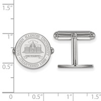 Sterling Silver Rhodium-plated LogoArt Southern Illinois University Crest Cuff Links view 2