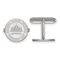 Sterling Silver Rhodium-plated LogoArt Southern Illinois University Crest Cuff Links view 1