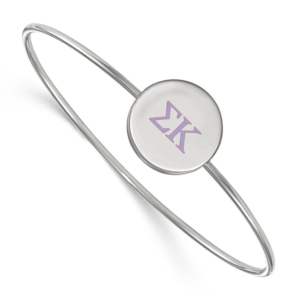 Sterling Silver Rh-plated LogoArt Sigma Kappa Enameled Slip-on Bangle