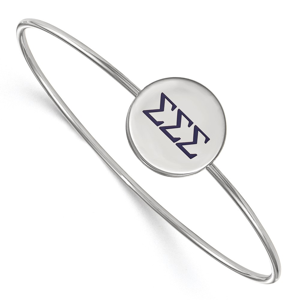 Sterling S. Rh-plated LogoArt Sigma Sigma Sigma Enameled Slip-on Bangle