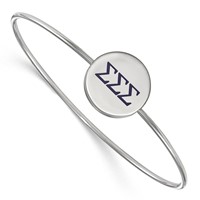 Sterling S. Rh-plated LogoArt Sigma Sigma Sigma Enameled Slip-on Bangle view 1