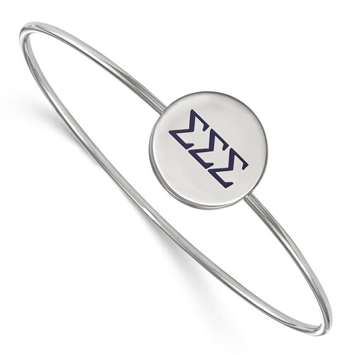 Sterling S. Rh-plated LogoArt Sigma Sigma Sigma Enameled Slip-on Bangle