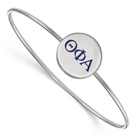 Sterling Silver Rh-plated LogoArt Theta Phi Alpha Enameled Slip-on Bangle view 1