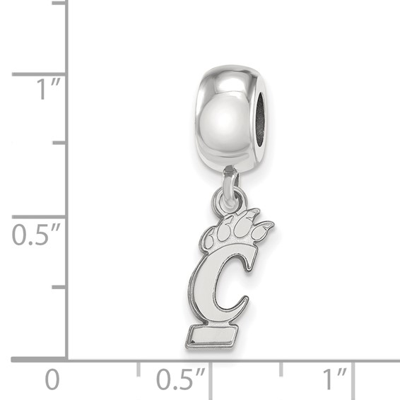 Sterling Silver Rhodium-plated LogoArt University of Cincinnati Small Dangle Bead Charm