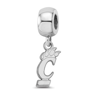 Sterling Silver Rhodium-plated LogoArt University of Cincinnati Small Dangle Bead Charm