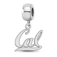 Sterling Silver Rhodium-plated LogoArt University of California Berkeley Small Dangle Bead Charm view 1