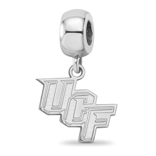 Sterling Silver Rhodium-plated LogoArt University of Central Florida U-c-f Small Dangle Bead Charm