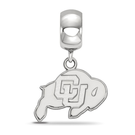 Sterling Silver Rhodium-plated LogoArt University of Colorado Buffalo Small Dangle Bead Charm