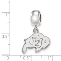 Sterling Silver Rhodium-plated LogoArt University of Colorado Buffalo Small Dangle Bead Charm view 3
