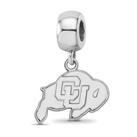 Sterling Silver Rhodium-plated LogoArt University of Colorado Buffalo Small Dangle Bead Charm view 1