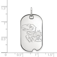 Sterling Silver Rhodium-plated LogoArt University of Kansas Jayhawk Small Dog Tag Pendant view 2