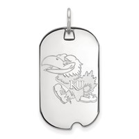 Sterling Silver Rhodium-plated LogoArt University of Kansas Jayhawk Small Dog Tag Pendant view 1