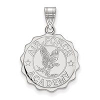 Sterling Silver Rhodium-plated LogoArt United States Air Force Academy Large Crest Pendant view 1