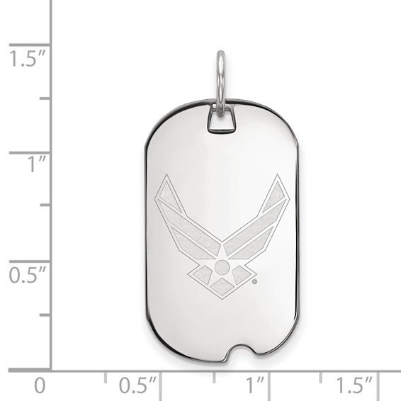 Sterling Silver Rhodium-plated LogoArt U.S. Air Force Small Dog Tag Pendant