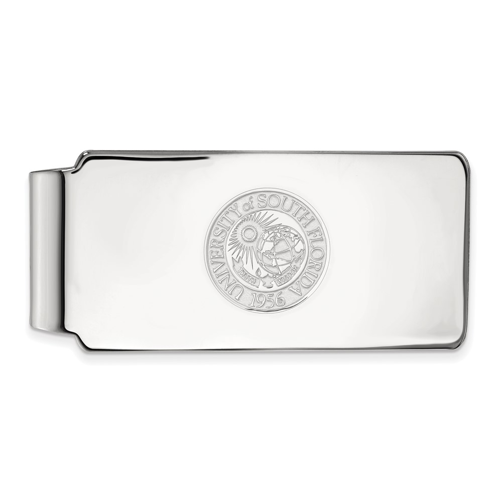 Sterling Silver Rhodium-plated LogoArt University of South Florida Crest Money Clip