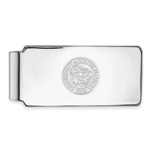 Sterling Silver Rhodium-plated LogoArt University of South Florida Crest Money Clip