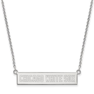 Sterling Silver Rhodium Plated Major League Baseball LogoArt Chicago White Sox Bar Necklace