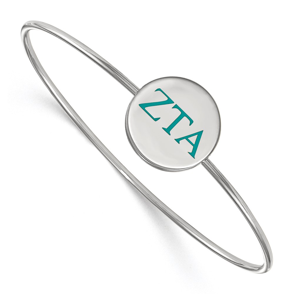 Sterling Silver Rh-plated LogoArt Zeta Tau Alpha Enameled Slip-on Bangle