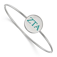 Sterling Silver Rh-plated LogoArt Zeta Tau Alpha Enameled Slip-on Bangle view 1