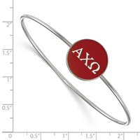 Sterling Silver Rh-plated LogoArt Alpha Chi Omega Enameled Slip-on Bangle view 2