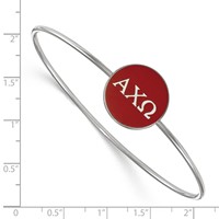 Sterling Silver Rh-plated LogoArt Alpha Chi Omega Enameled Slip-on Bangle view 3