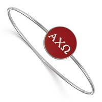 Sterling Silver Rh-plated LogoArt Alpha Chi Omega Enameled Slip-on Bangle view 1