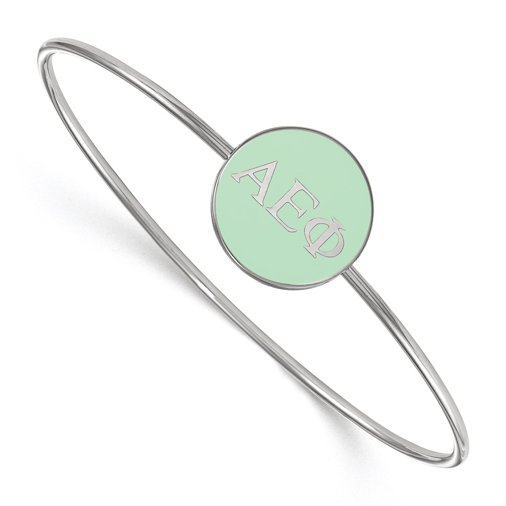 Sterling S. Rh-plated LogoArt Alpha Epsilon Phi Enameled Slip-on Bangle