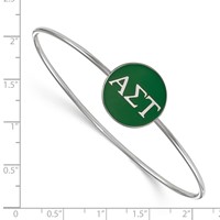 Sterling Silver Rh-plated LogoArt Alpha Sigma Tau Enameled Slip-on Bangle view 3