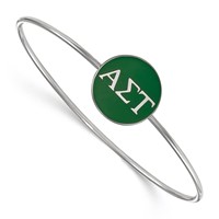 Sterling Silver Rh-plated LogoArt Alpha Sigma Tau Enameled Slip-on Bangle view 1