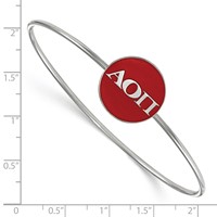 Sterling S. Rh-plated LogoArt Alpha Omicron Pi Enameled Slip-on Bangle view 2