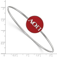 Sterling S. Rh-plated LogoArt Alpha Omicron Pi Enameled Slip-on Bangle view 3