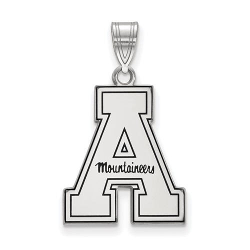 Sterling Silver Rhodium-plated LogoArt Appalachian State University Enameled Large Pendant