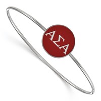 Sterling S. Rh-plated LogoArt Alpha Sigma Alpha Enameled Slip-on Bangle view 1