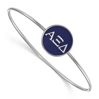 Sterling Silver Rh-plated LogoArt Alpha Xi Delta Enameled Slip-on Bangle view 1