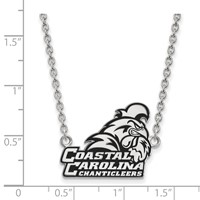 Sterling Silver Rhodium-plated LogoArt Coastal Carolina University Chanticleers Large Enameled Pendant Necklace, 18" view 2