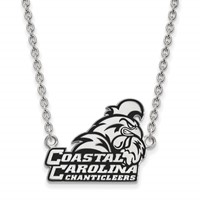 Sterling Silver Rhodium-plated LogoArt Coastal Carolina University Chanticleers Large Enameled Pendant Necklace, 18" view 1