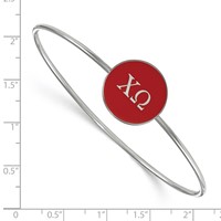 Sterling Silver Rh-plated LogoArt Chi Omega Enameled Slip-on Bangle view 2
