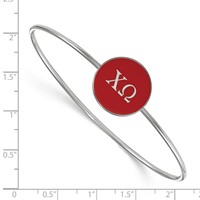 Sterling Silver Rh-plated LogoArt Chi Omega Enameled Slip-on Bangle view 3