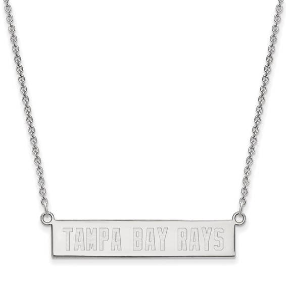SS/Rh-p Major League Baseball LogoArt Tampa Bay Rays Bar Necklace