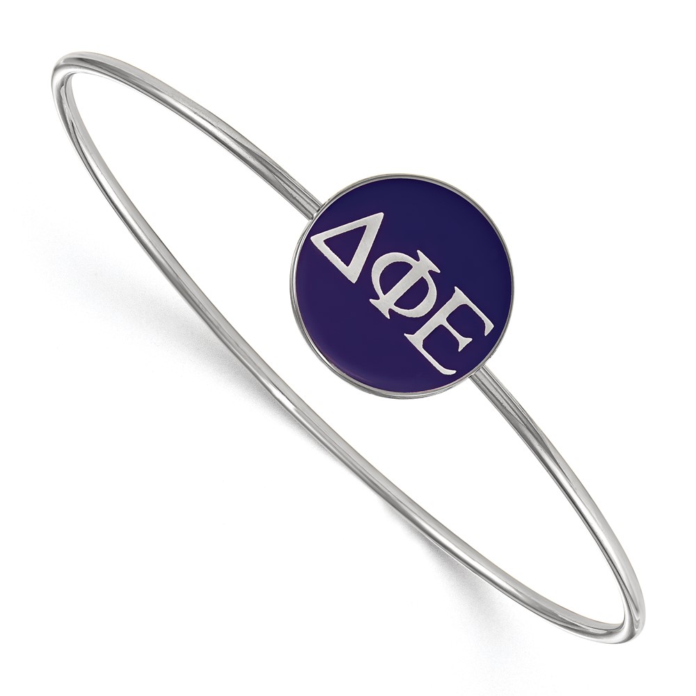 Sterling S. Rh-plated LogoArt Delta Phi Epsilon Enameled Slip-on Bangle