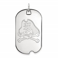 Sterling Silver Rhodium-plated LogoArt East Carolina University Pirate Large Dog Tag Pendant view 1