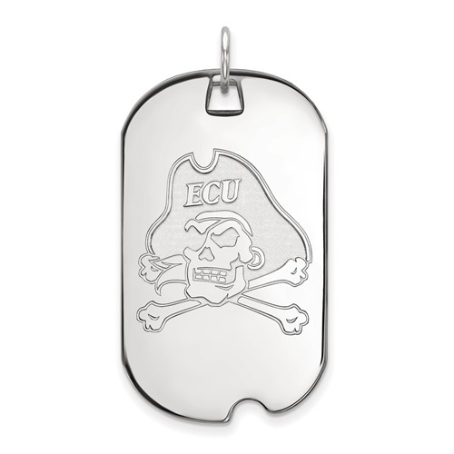 Sterling Silver Rhodium-plated LogoArt East Carolina University Pirate Large Dog Tag Pendant