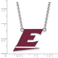 Sterling Silver Rhodium-plated LogoArt Eastern Kentucky University Letter E Large Enameled Pendant Necklace, 18" view 2