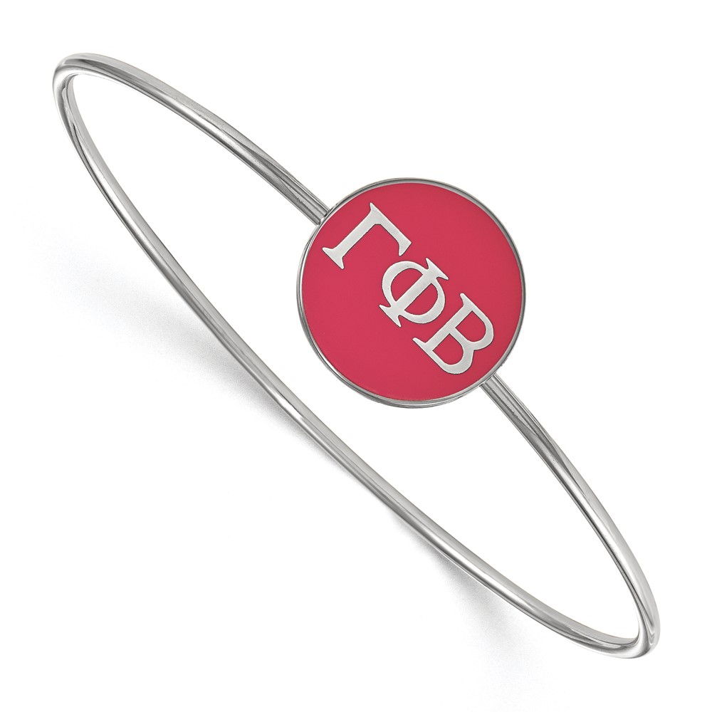 Sterling Silver Rh-plated LogoArt Gamma Phi Beta Enameled Slip-on Bangle