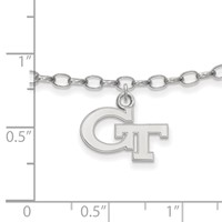 Sterling Silver Rhodium-plated LogoArt Georgia Institute of Technology G-t Anklet, 9" view 2