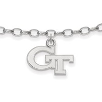 Sterling Silver Rhodium-plated LogoArt Georgia Institute of Technology G-t Anklet, 9" view 1