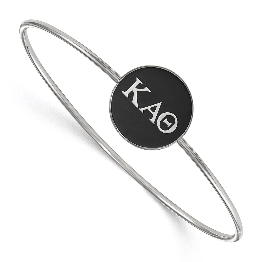Sterling S. Rh-plated LogoArt Kappa Alpha Theta Enameled Slip-on Bangle